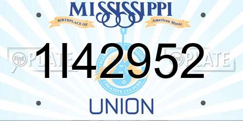 1I42952 Mississippi License Plate