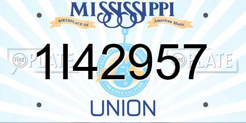 1I42957 Mississippi License Plate