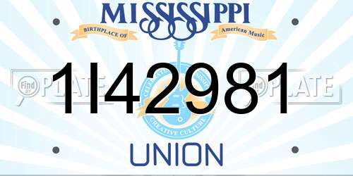 1I42981 Mississippi License Plate
