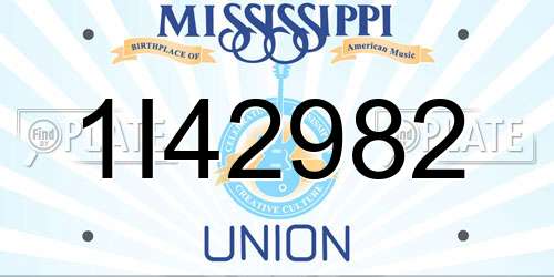 1I42982 Mississippi License Plate