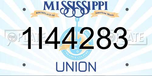 1I44283 Mississippi License Plate