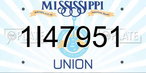 1I47951 Mississippi License Plate