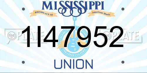 1I47952 Mississippi License Plate