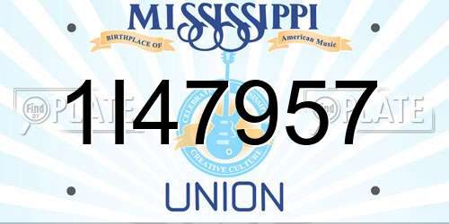 1I47957 Mississippi License Plate