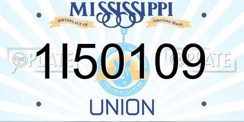 1I50109 Mississippi License Plate