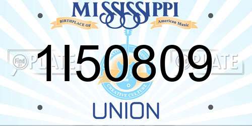 1I50809 Mississippi License Plate