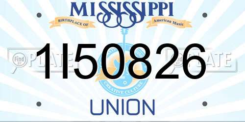 1I50826 Mississippi License Plate