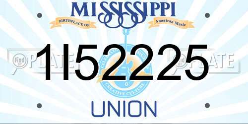 1I52225 Mississippi License Plate
