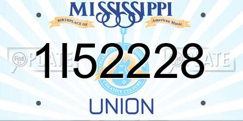 1I52228 Mississippi License Plate