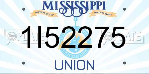 1I52275 Mississippi License Plate