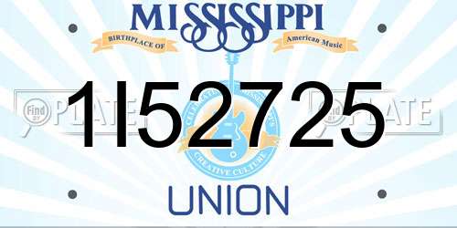 1I52725 Mississippi License Plate