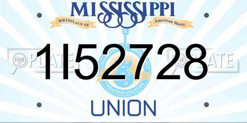 1I52728 Mississippi License Plate