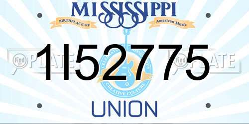 1I52775 Mississippi License Plate