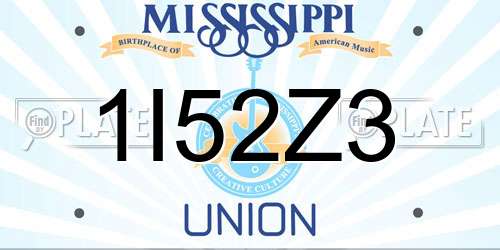1I52Z3 Mississippi License Plate