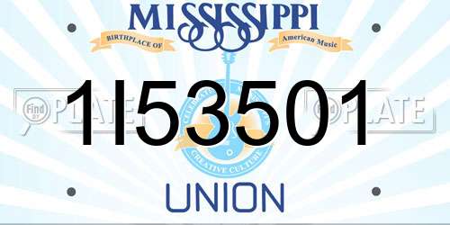 1I53501 Mississippi License Plate