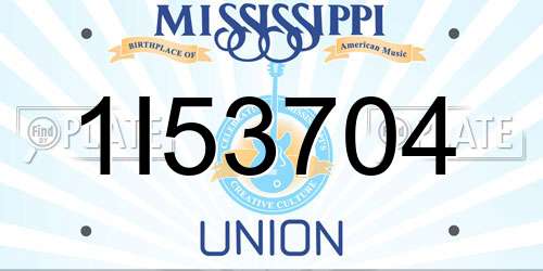 1I53704 Mississippi License Plate