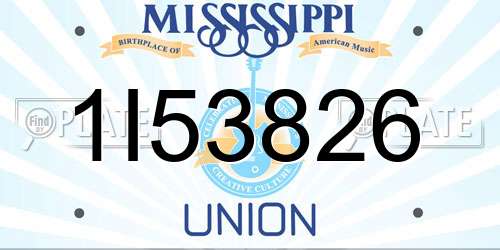 1I53826 Mississippi License Plate