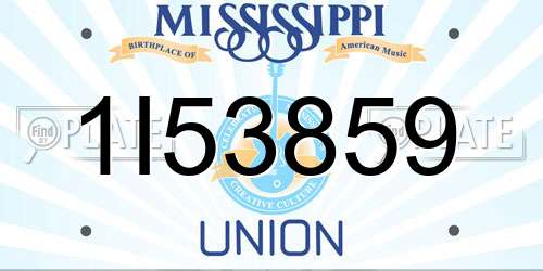 1I53859 Mississippi License Plate