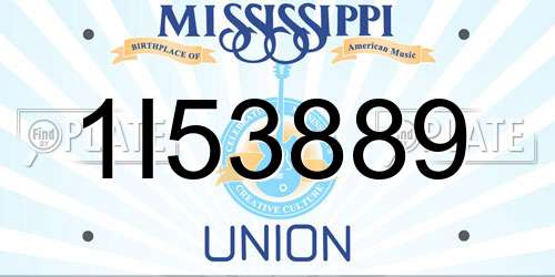 1I53889 Mississippi License Plate