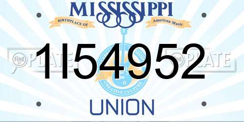 1I54952 Mississippi License Plate