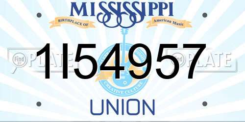 1I54957 Mississippi License Plate