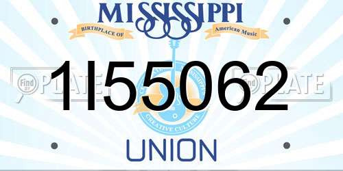 1I55062 Mississippi License Plate