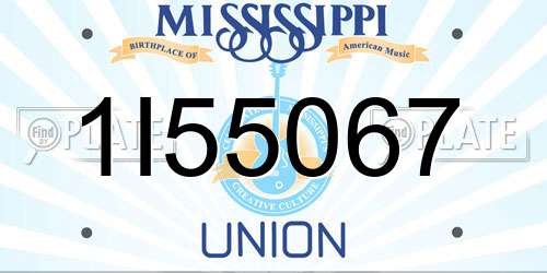 1I55067 Mississippi License Plate