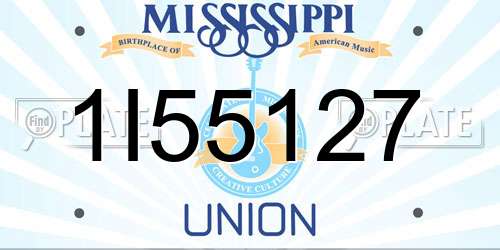 1I55127 Mississippi License Plate