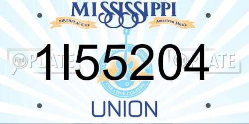 1I55204 Mississippi License Plate
