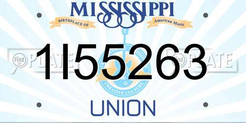 1I55263 Mississippi License Plate