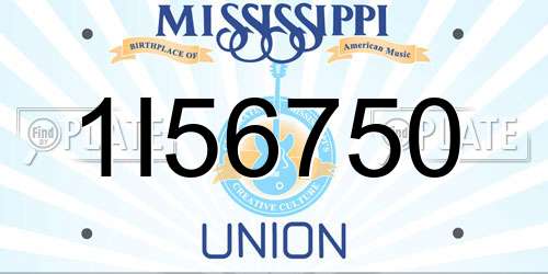 1I56750 Mississippi License Plate