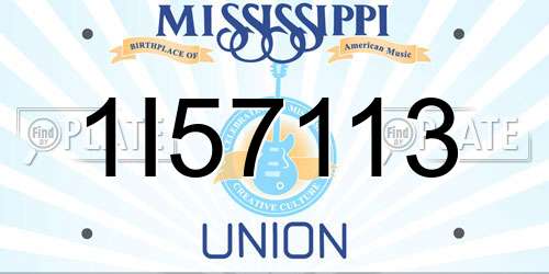 1I57113 Mississippi License Plate