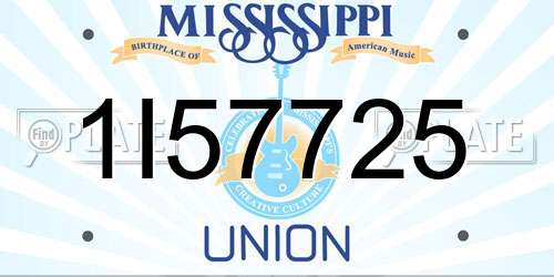 1I57725 Mississippi License Plate