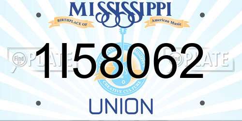 1I58062 Mississippi License Plate
