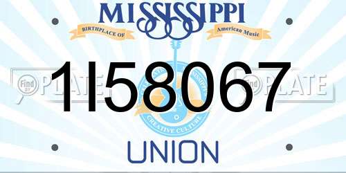 1I58067 Mississippi License Plate