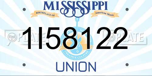 1I58122 Mississippi License Plate