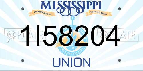1I58204 Mississippi License Plate