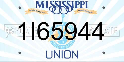 1I65944 Mississippi License Plate
