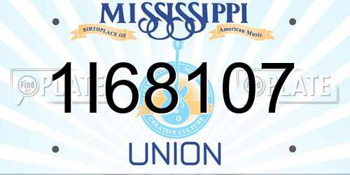 1I68107 Mississippi License Plate