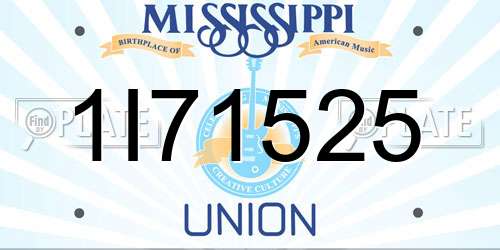 1I71525 Mississippi License Plate