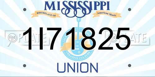 1I71825 Mississippi License Plate