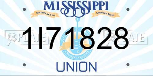1I71828 Mississippi License Plate