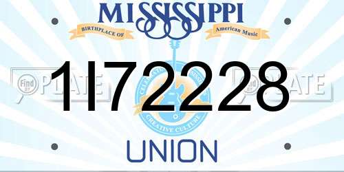 1I72228 Mississippi License Plate