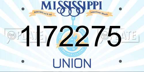 1I72275 Mississippi License Plate