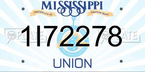 1I72278 Mississippi License Plate