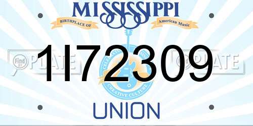 1I72309 Mississippi License Plate