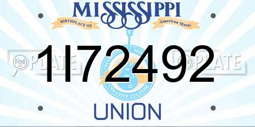 1I72492 Mississippi License Plate