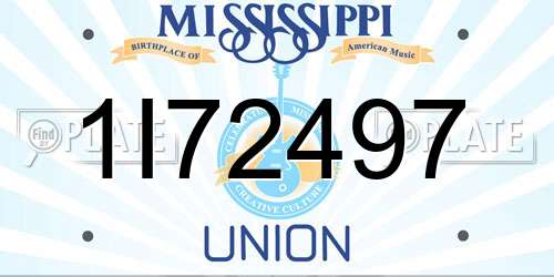 1I72497 Mississippi License Plate