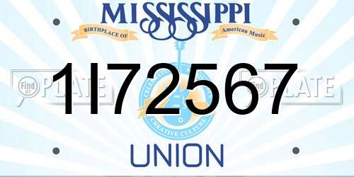 1I72567 Mississippi License Plate