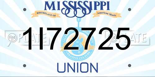 1I72725 Mississippi License Plate